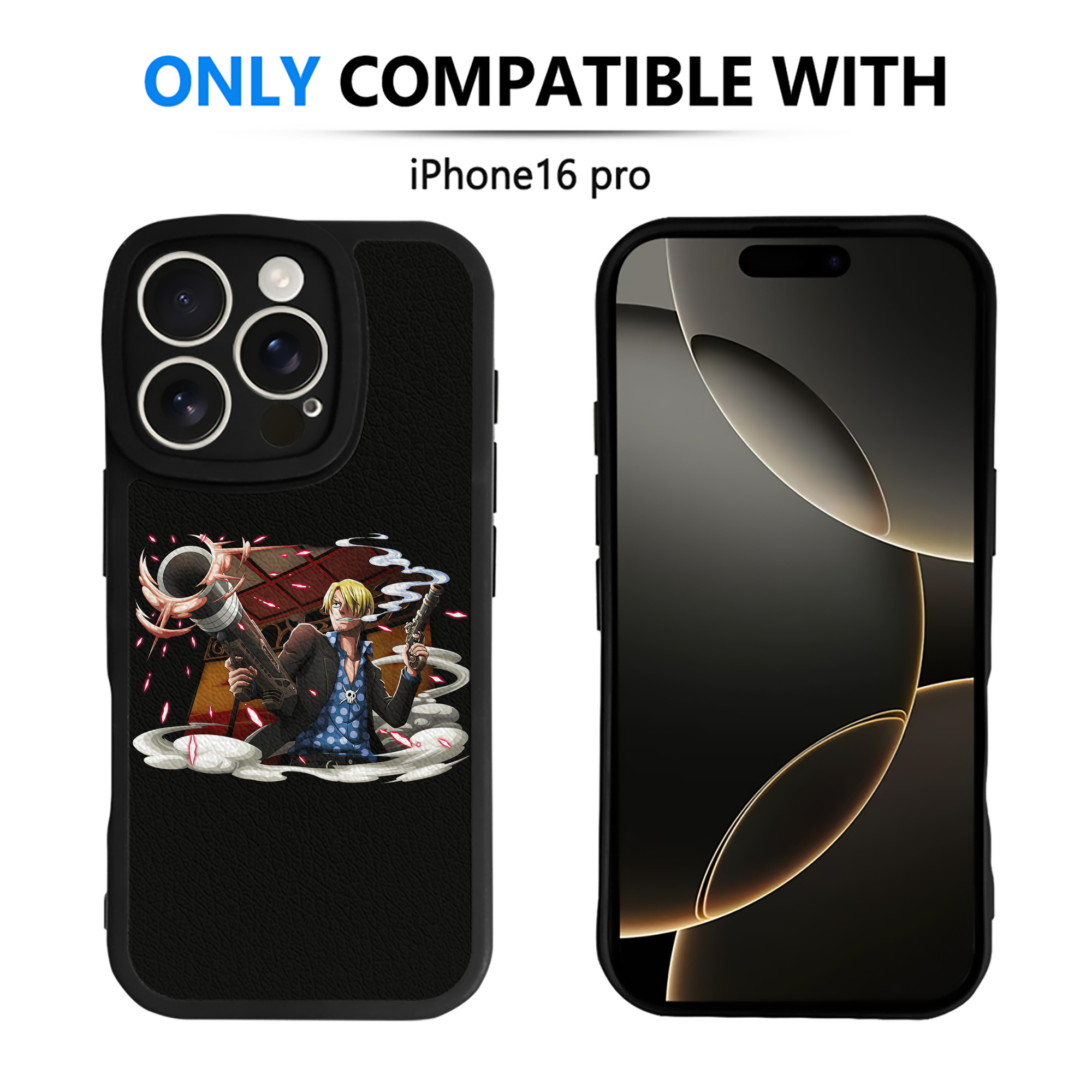 （画像用） ワンピース サンジ ONE PIECE Sanji 【iPhone 16シリーズ対応】シリコンスマホケース（レザー調） 材質：シリコン